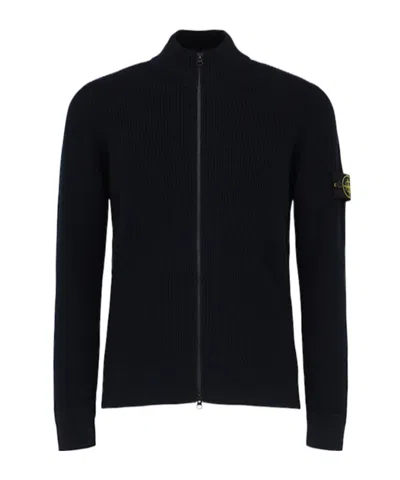 Stone Island Cardigan In Black