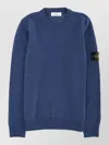 Stone Island Wool Crew Neck Long Sleeve Sweater In Blue