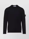 Stone Island Lightweight Wool Crew Neck Pullover In Black