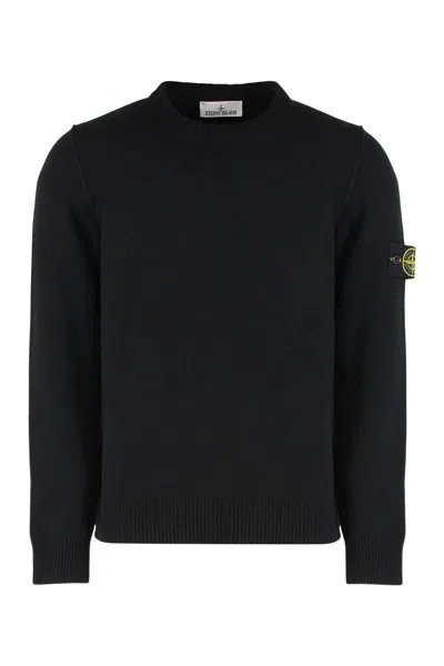 Stone Island Cotton Crew Neck Knitwear Sweater In Black