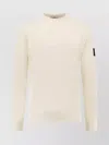 Stone Island Ribbed Crew-neck Cotton Sweater With Long Sleeves In Neutral