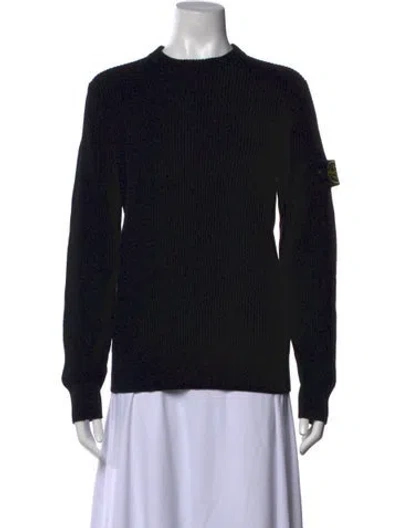 Pre-owned Stone Island Wool Crew Neck Sweater W/ Tags In Black