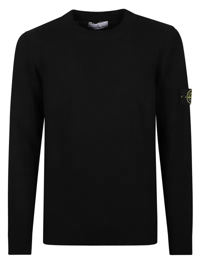Stone Island Wool Crewneck Sweater In Black