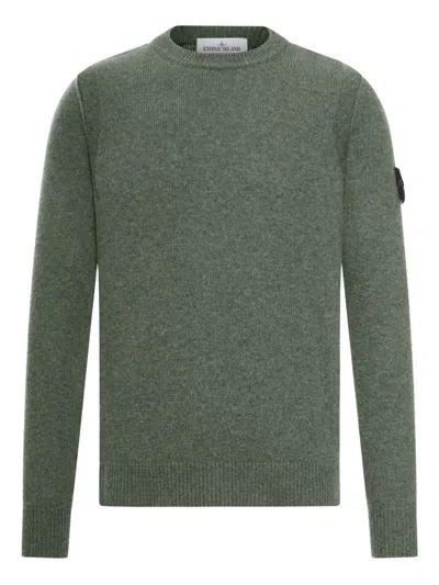 Stone Island Wool Crewneck Sweater In Green