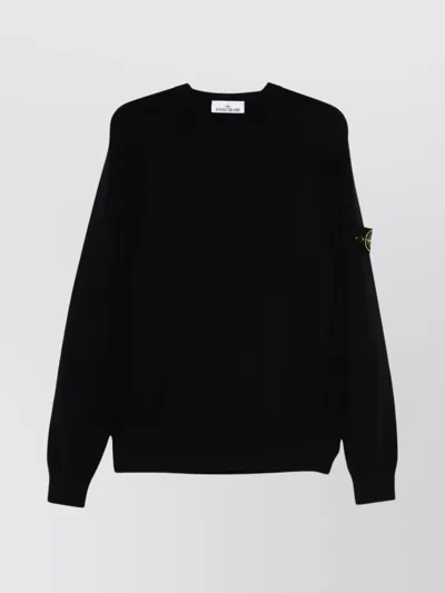 STONE ISLAND WOOL CREWNECK SWEATER RIBBED CUFFS