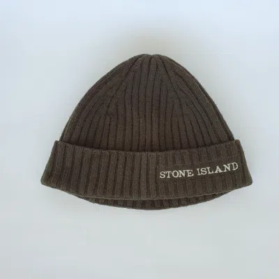 Pre-owned Stone Island Wool Embroidered Logo Cap Hat In Military War
