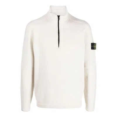 STONE ISLAND STONE ISLAND WOOL HALF-ZIP SWEATSHIRT 'BEIGE'