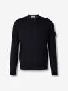 Stone Island Lightweight Wool Crew Neck Pullover In Black