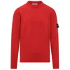 Stone Island Orange Brushed Organic Cotton Crewneck Sweatshirt In Red