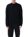 Stone Island Wool Mock Neck Jumper With Ribbed Trims In Blue