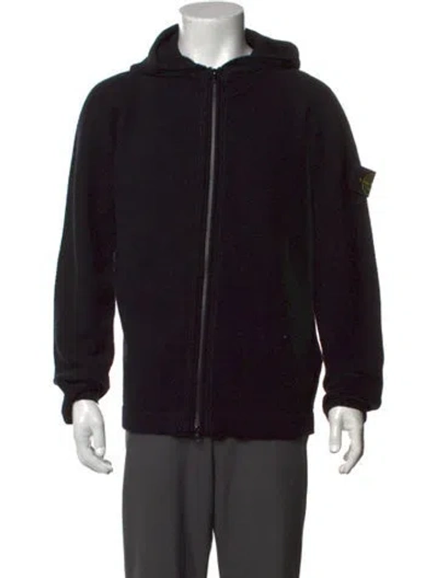 Pre-owned Stone Island Wool Open Front Cardigan In Black