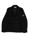 Stone Island Wool Peacoat In Black