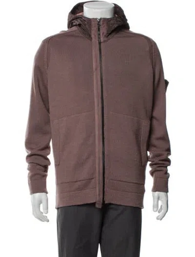Pre-owned Stone Island Wool Puffer Coat In Purple