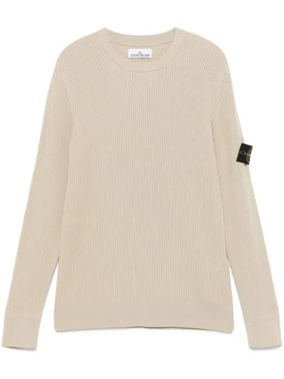 Stone Island Wool Ribbed Sweater In White