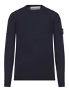 Stone Island Wool Round Neck Sweater In Blue