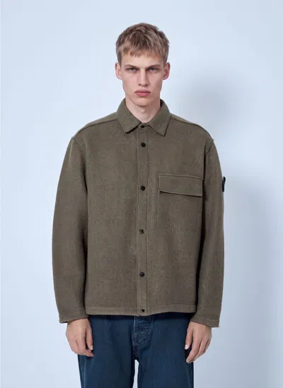 Stone Island Wool Shirt Jacket In Green