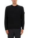 Stone Island Black Wool Sweatshirt In Black