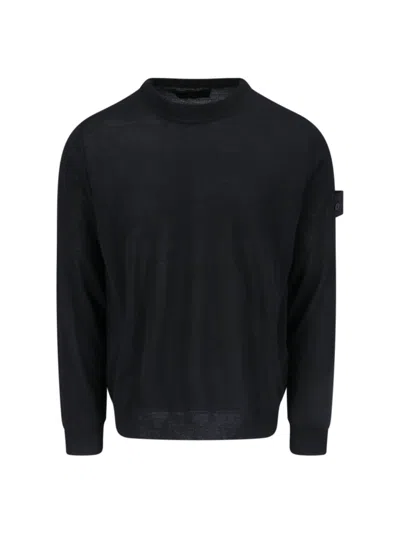 Stone Island Wool Sweater In Black  