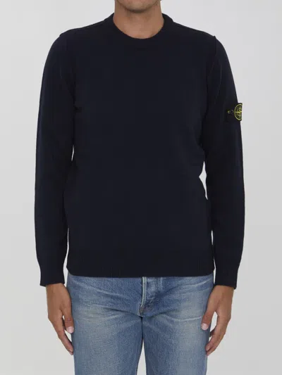 Stone Island Wool Jumper In Blue