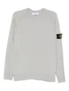 Stone Island Lightweight Wool Crew Neck Sweater With Raglan Sleeves Clothing In Gray