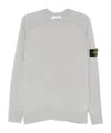 Stone Island Lightweight Wool Crew Neck Sweater With Raglan Sleeves Clothing In Gray