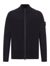 Stone Island High Collar Ribbed Cuffs Side Pockets Sweatshirt In Black