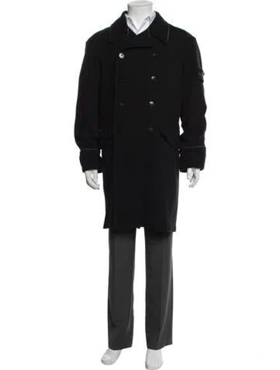Pre-owned Stone Island Wool Trench Coat In Black