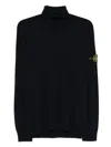 Stone Island Ribbed Wool Turtleneck Sweater Clothing In Black