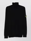 Stone Island Ribbed Wool Turtleneck Sweater Clothing In Black