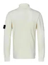 Stone Island Turtleneck With Iconic Logo On The Sleeve In White