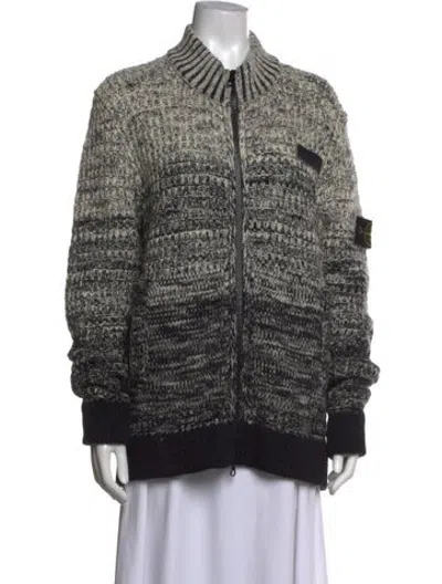 Pre-owned Stone Island Wool Tweed Pattern Sweater In Black