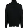 Stone Island Ribbed Knit Sweater With Logo Patch In Black