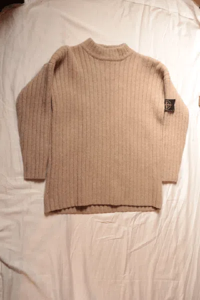 Pre-owned Stone Island Wool Vintage Sweater In Sand