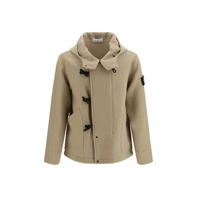 Stone Island Wool-cashmere Blend With Wooden Buttons Jacket In Neutral