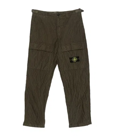 Stone Island Wrinkled Corduroy Straight-leg Trousers In Brown