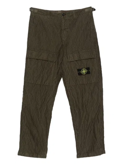 Stone Island Wrinkled Corduroy Straight-leg Trousers In Green