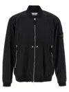 Stone Island Black Bomber Jacket With Front Zip Closure And Logo Patch On The Sleeve In Tech Fabric Man In Black