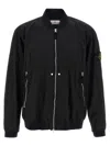 Stone Island Black Bomber Jacket With Front Zip Closure And Logo Patch On The Sleeve In Tech Fabric Man In Black