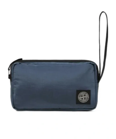 Stone Island Wrist Pouch With Compass Patch In Blue