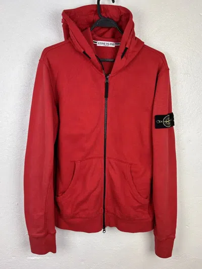 Pre-owned Stone Island X Vintage Stone Island Ss11 Zippered Zip Hoodie In Red