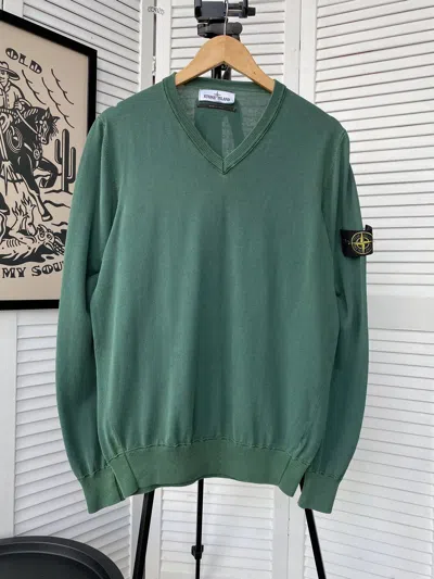 Pre-owned Stone Island X Vintage Stone Island V Neck Summer Knitwear Sweater In Green