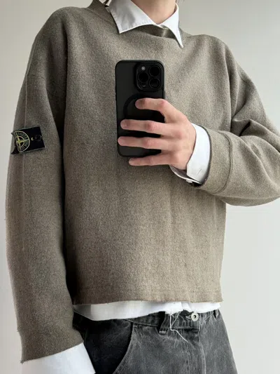 Pre-owned Stone Island X Vintage Very Stone Island Knitted Sweater Boxy Fit Hype In White Blue