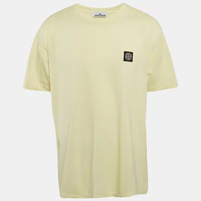 Pre-owned Stone Island Yellow Logo Applique Detail Cotton Crew Neck T-shirt Xxl