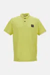 Stone Island Straight Fit Yellow Cotton Polo With Patch Logo In Green