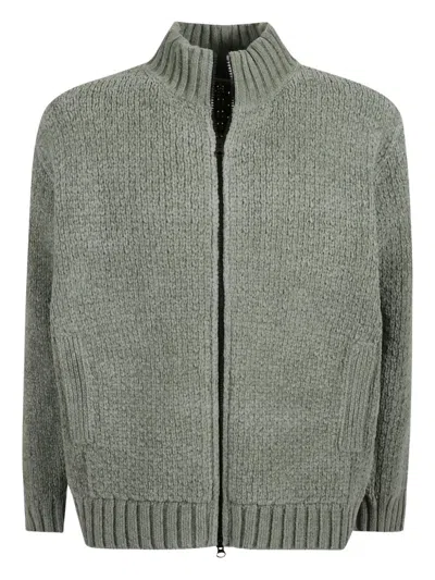 Stone Island Zip Cardigan In Gray