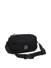 Stone Island Black Kids' Compass-patch Shell Belt Bag In Black