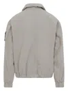 Stone Island Beige Lightweight Polyester Jacket With Hidden Hood In Gray