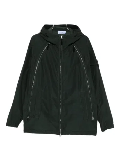 Stone Island Zip-fastening Hooded Jacket In Black