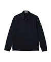 Stone Island Compass-patch Zip-up Overshirt In Blue
