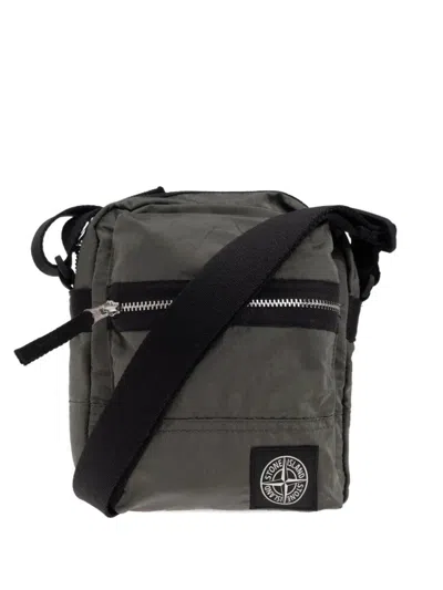 Stone Island Zip-fastening Messenger Bag In Gray